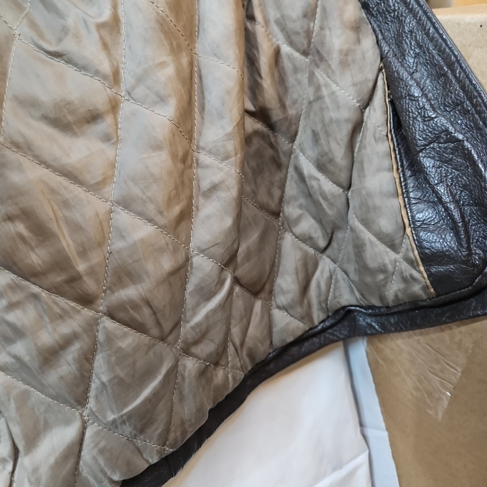 HABAND Executive Division Men's XL Brown 100% Leather Coat Jacket Buttons Cozy - Picture 15 of 16